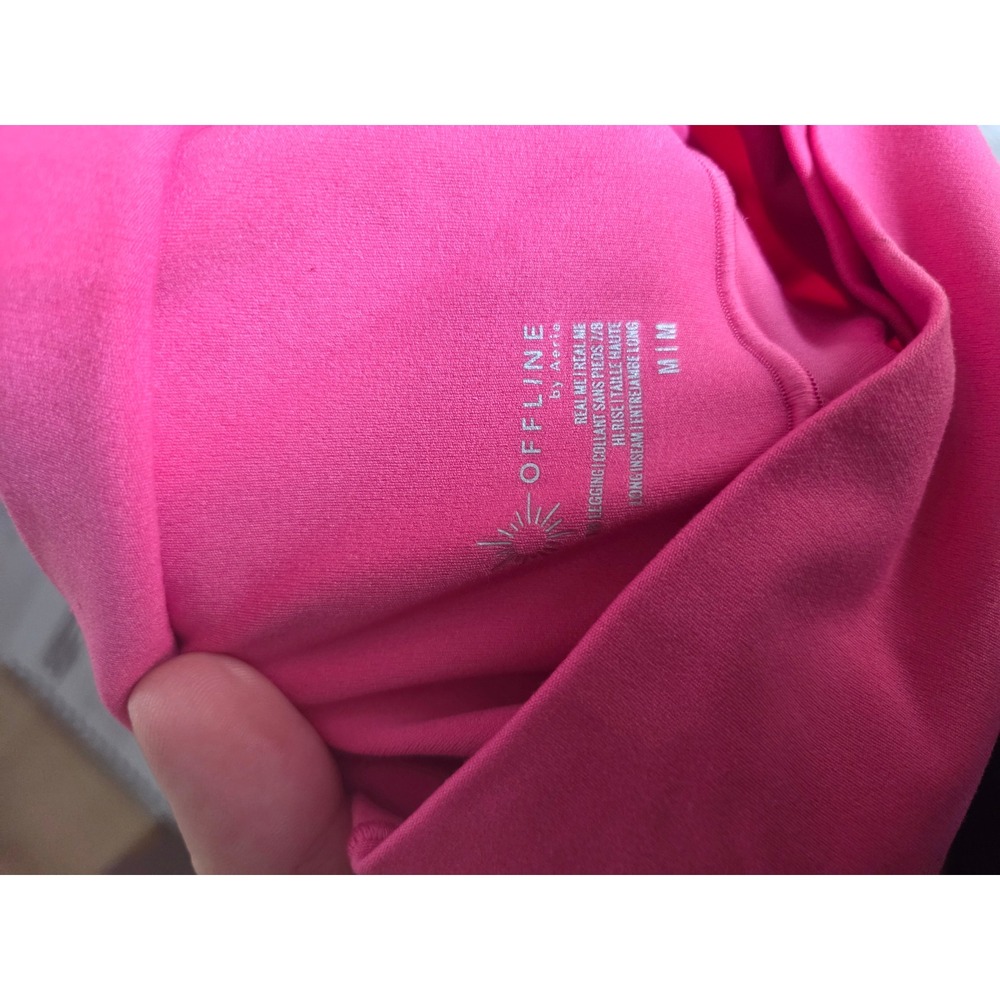 OFFLINE by Aerie Real Me Crossover Leggings Pink High Rise 7/8 Length Medium - Picture 3 of 3